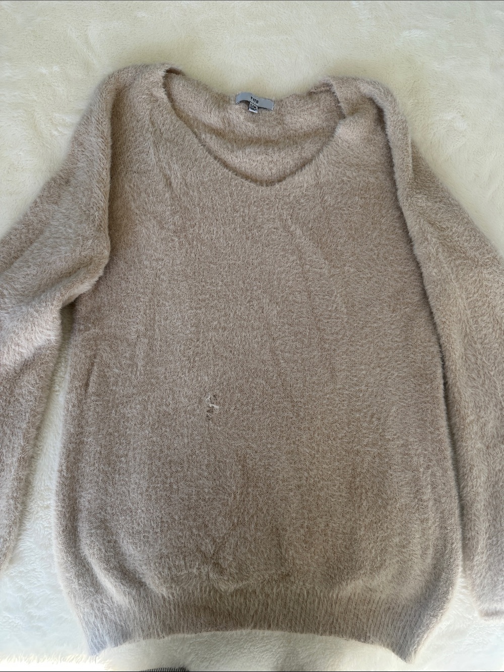 Fate Taupe Fuzzy V-Neck Sweater